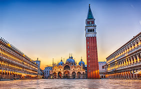 Venetian Square Piazza San Marco, evening view