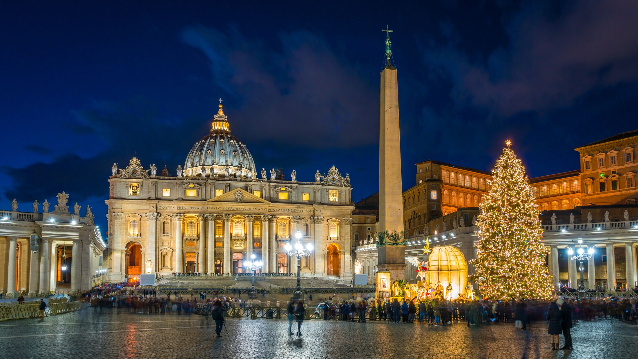 Saint Peter Basilica in Rome during Christmas time. Italy.