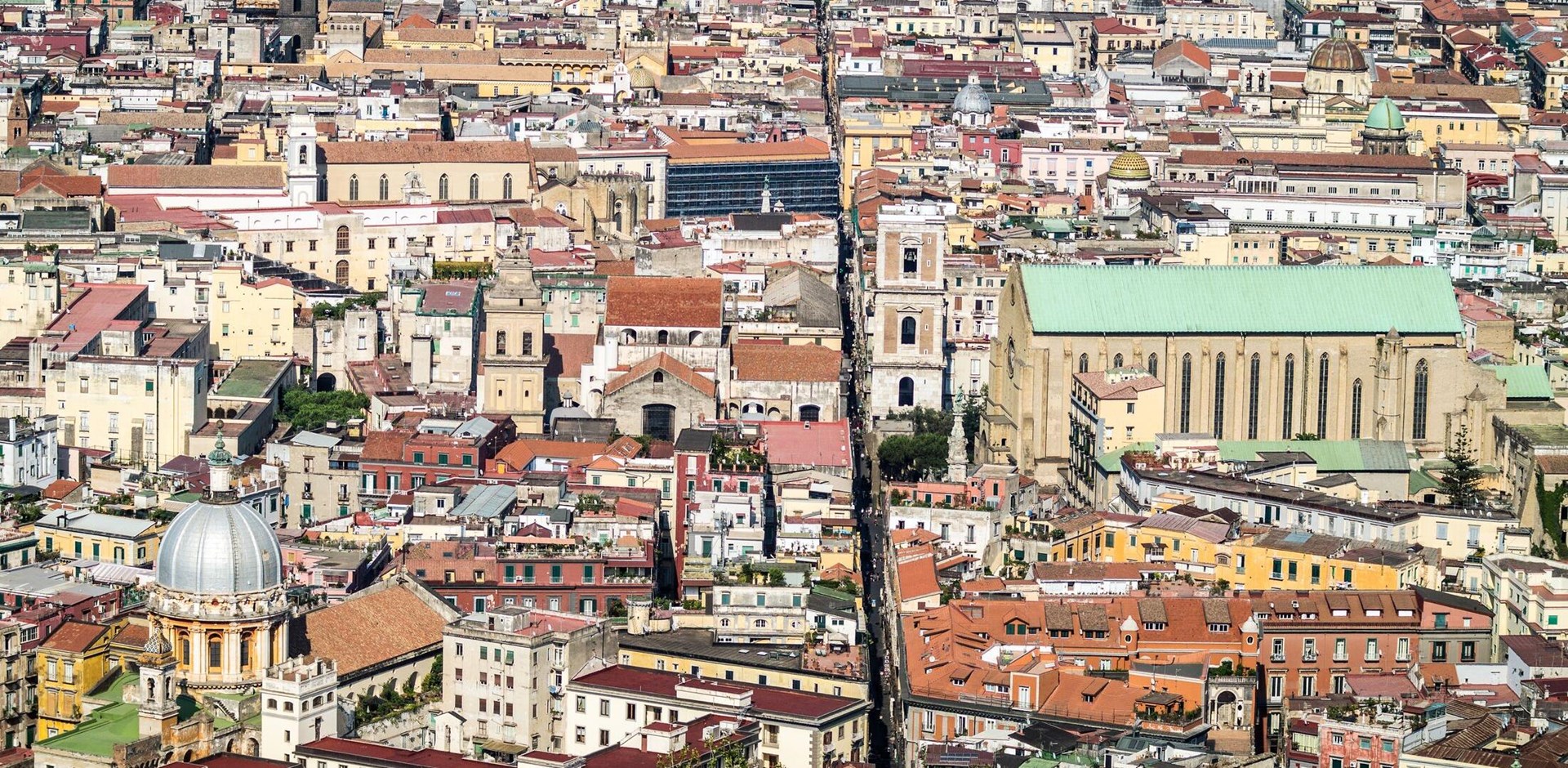 Spaccanapoli, Naples Italy.  View of Spaccanapoli street splitting city center