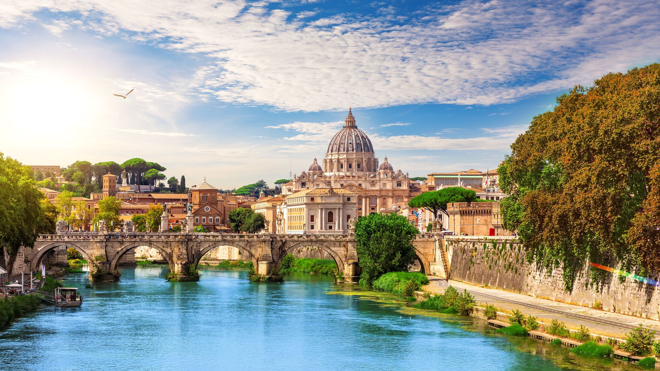 St Peter's Cathedral behind the Aelian Bridge, Rome, Italy