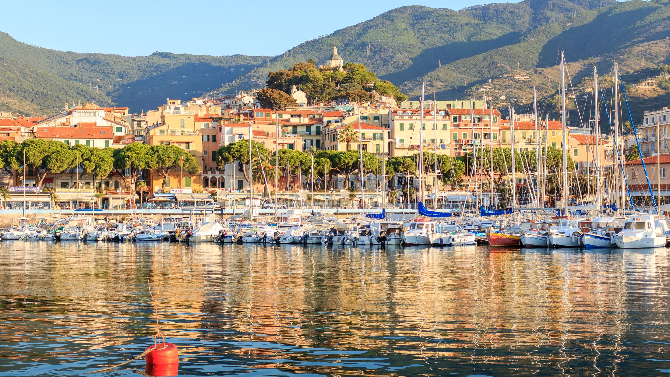 Old town of Sanremo (La Pigna) and Madonna della Costa Church, Liguria, Italy