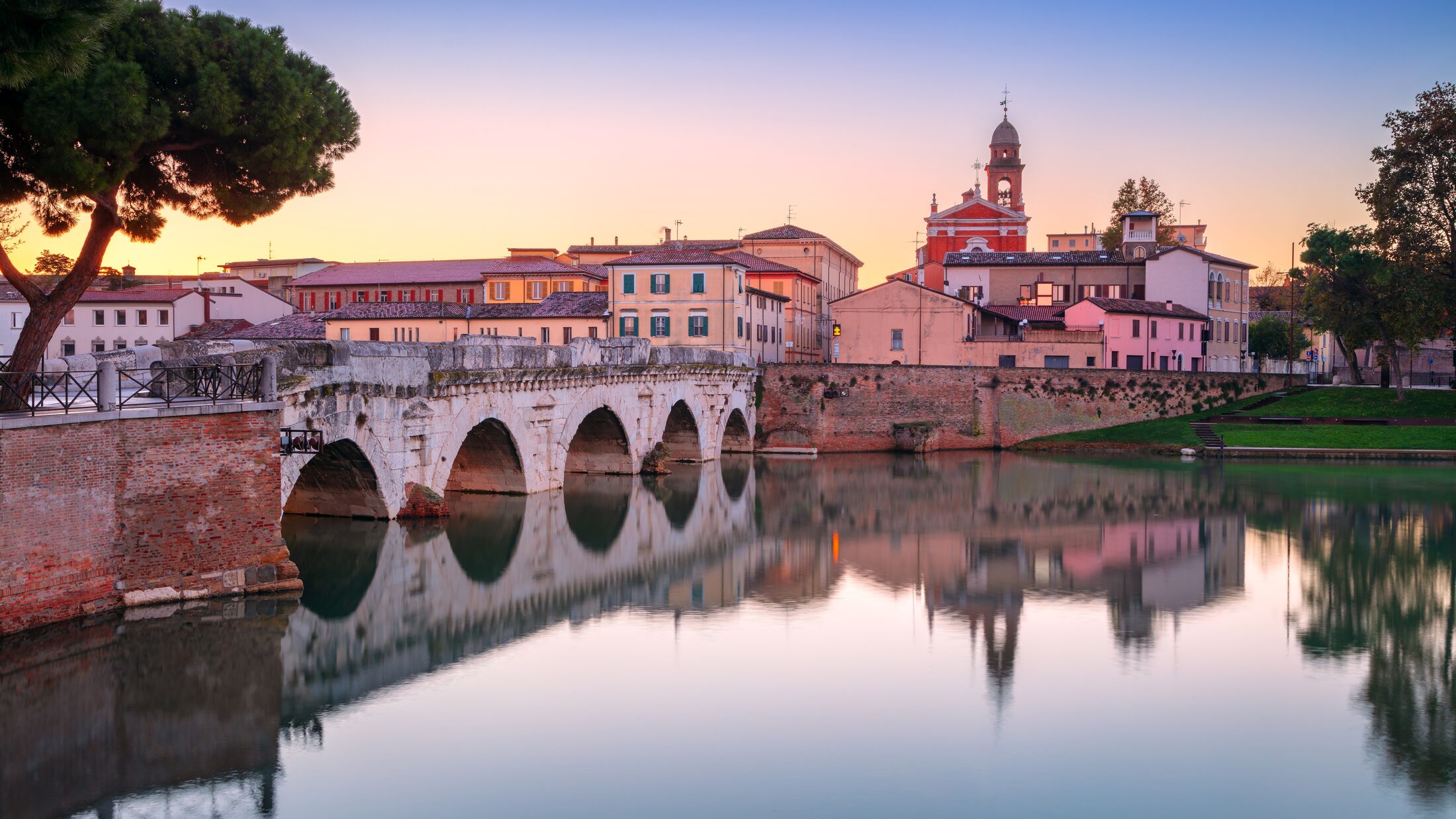 Rimini, Italy. Cityscape image of historical center of Rimini, Italy at sunrise.