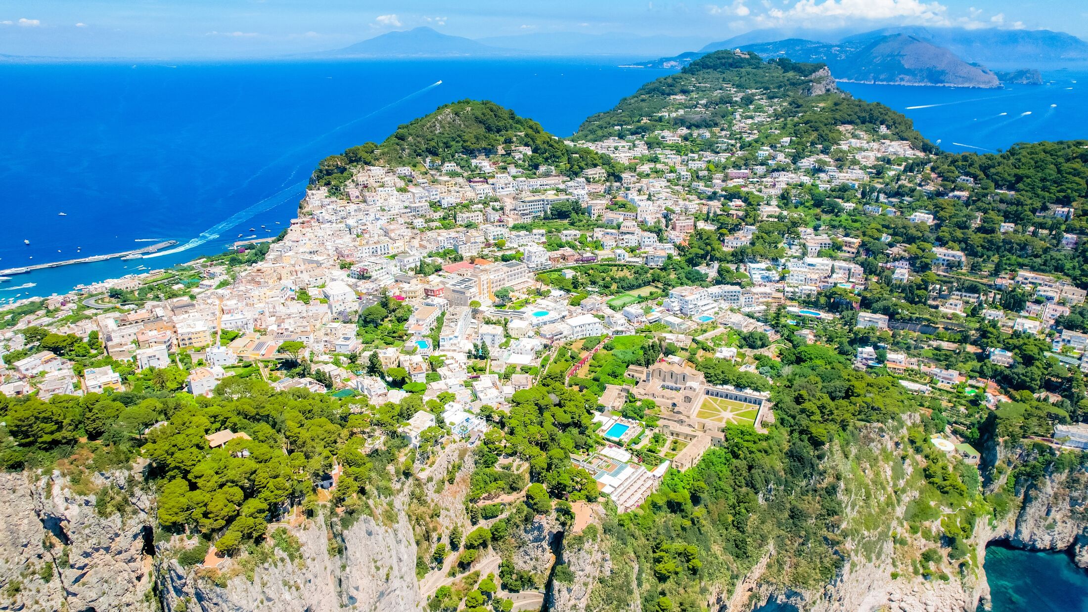 Via Krupp road in Capri island coastline, Tyrrhenian sea, Italy