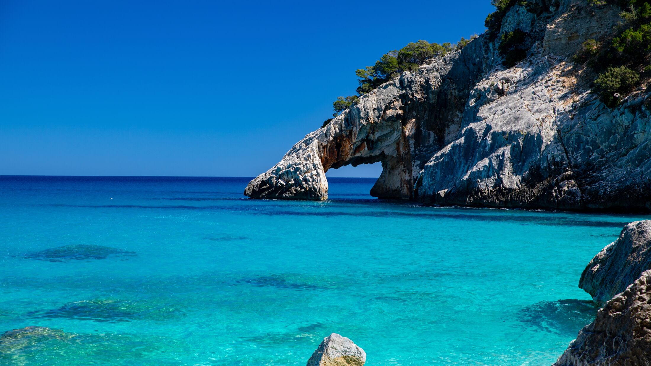 Cala Goloritzé, an azure beach located in the town of Baunei, in the southern part of the Gulf of Orosei, in the Ogliastra region of Sardinia.
