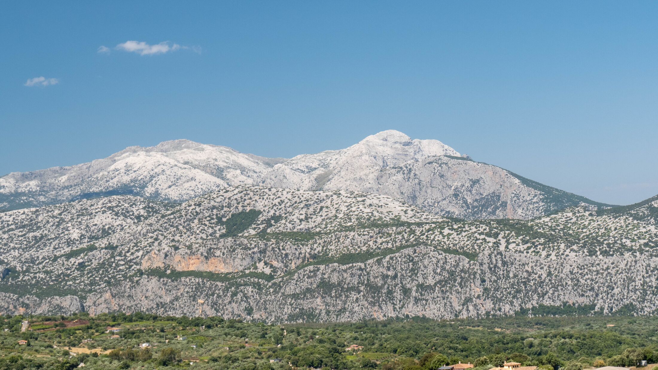 View of the majestic rocky mountains in monte corrasi, oliena, Sardinia