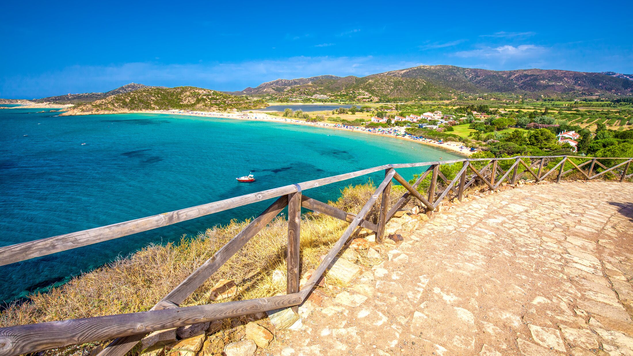 Spaggia di Chia Sa Colonia neach famous Chia beach, Sardinia, Italy