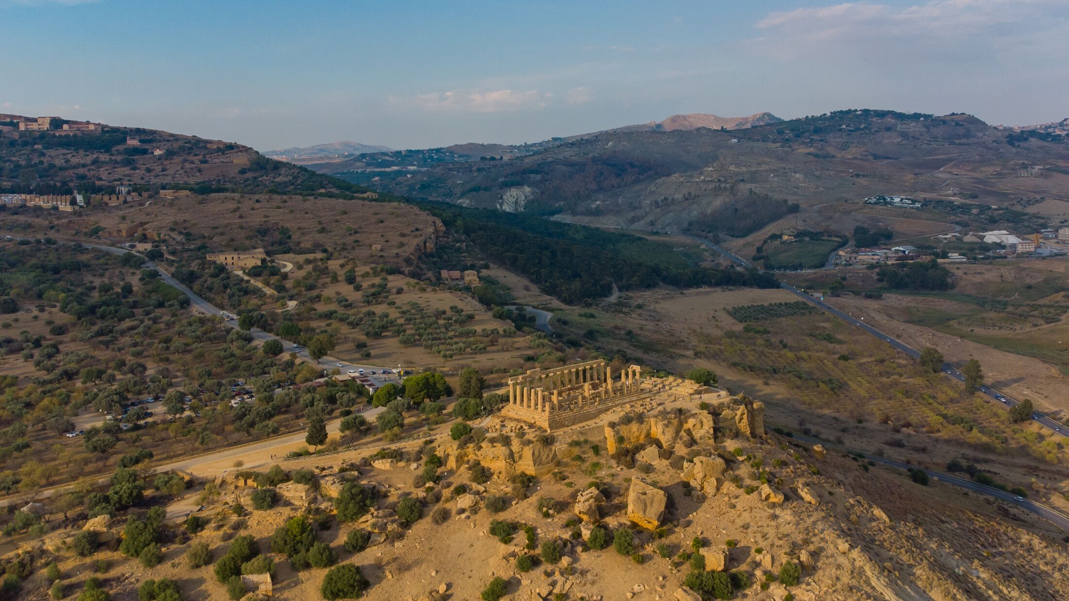 aerial view of agrigento valley of the temples