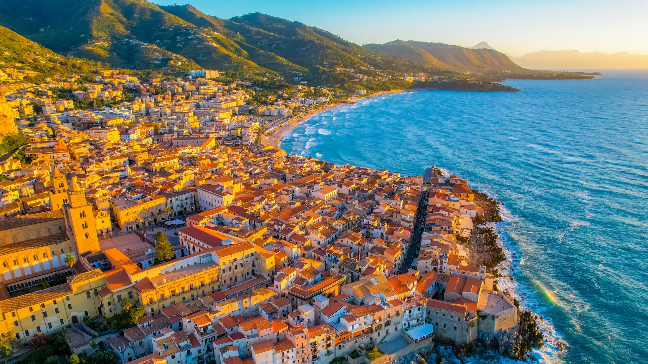 Aerial View of Cefalu, Sicily