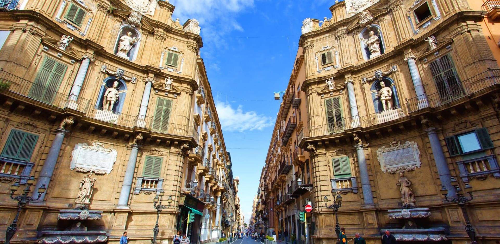 The famous Quattro Canti of Palermo, Sicily