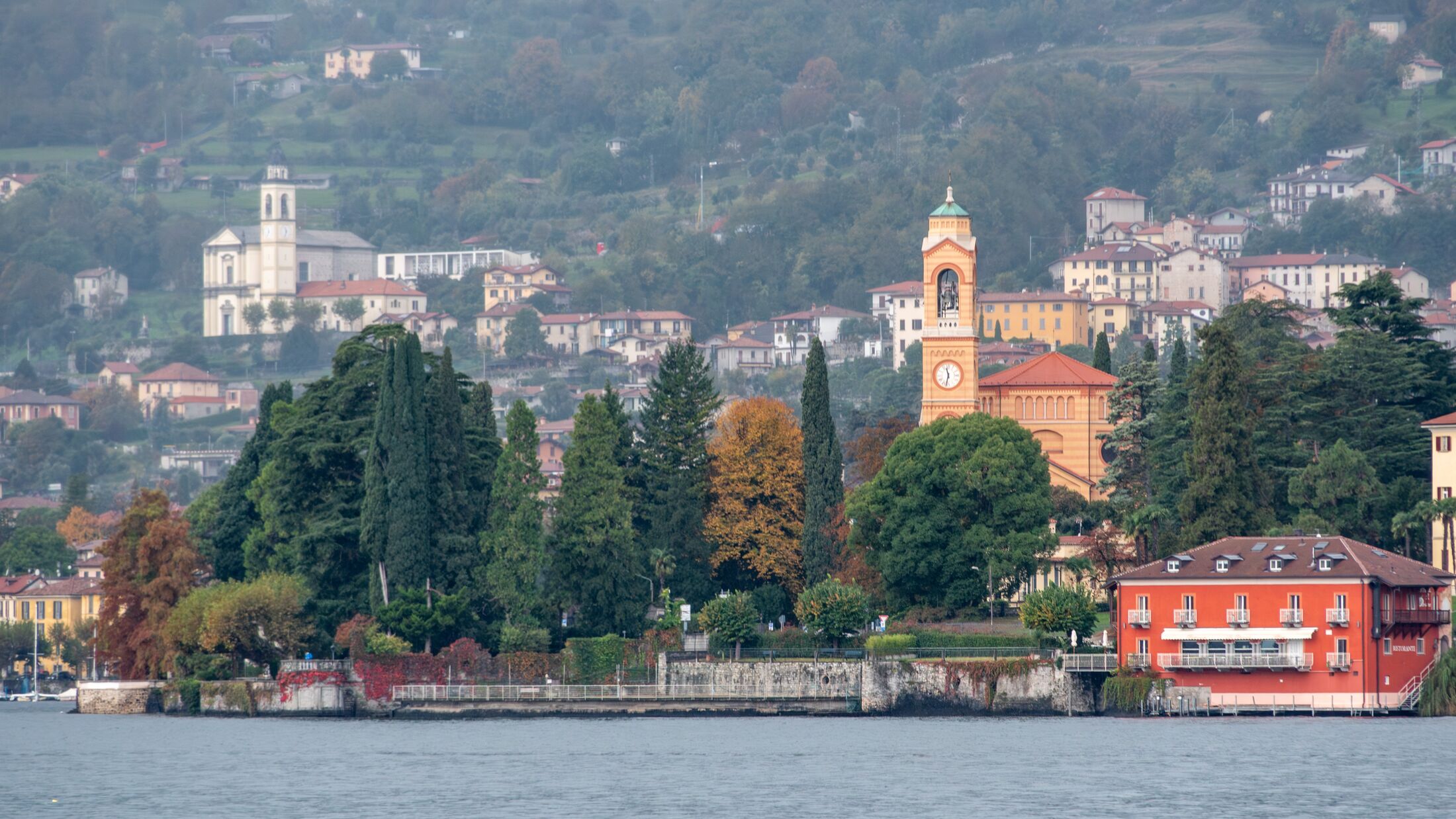 Picturesque San Lorenzo church at lake Como in Tremezzo, Italy
