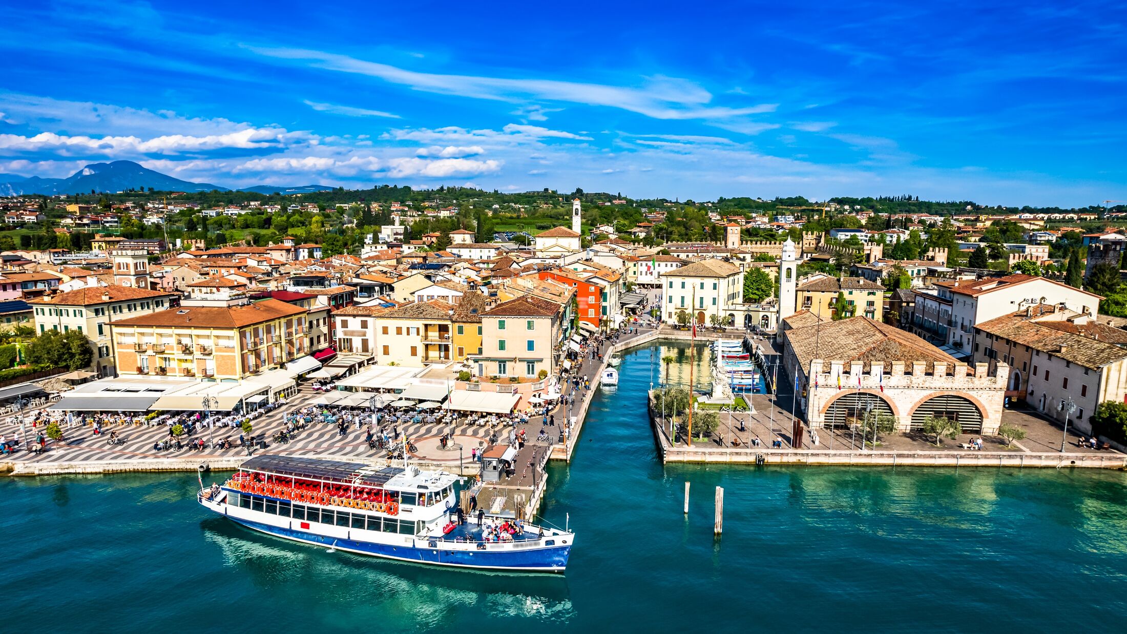 old town and port of Lazise in italy - lago di garda