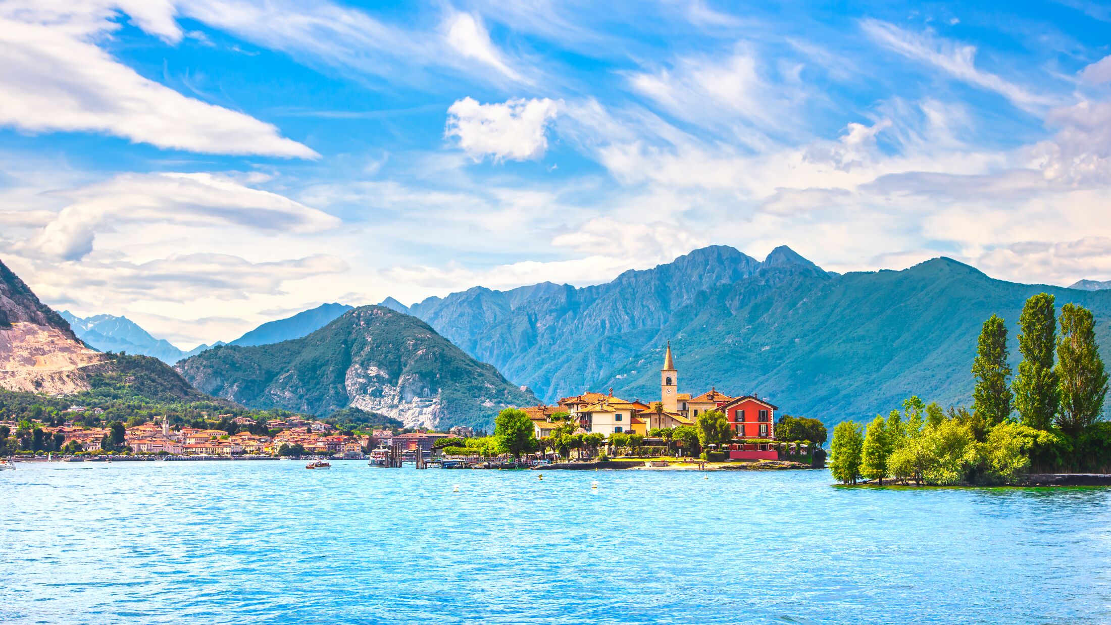 Isola dei Pescatori, fisherman island in Maggiore lake, Borromean Islands, Stresa Piedmont Italy, Europe.