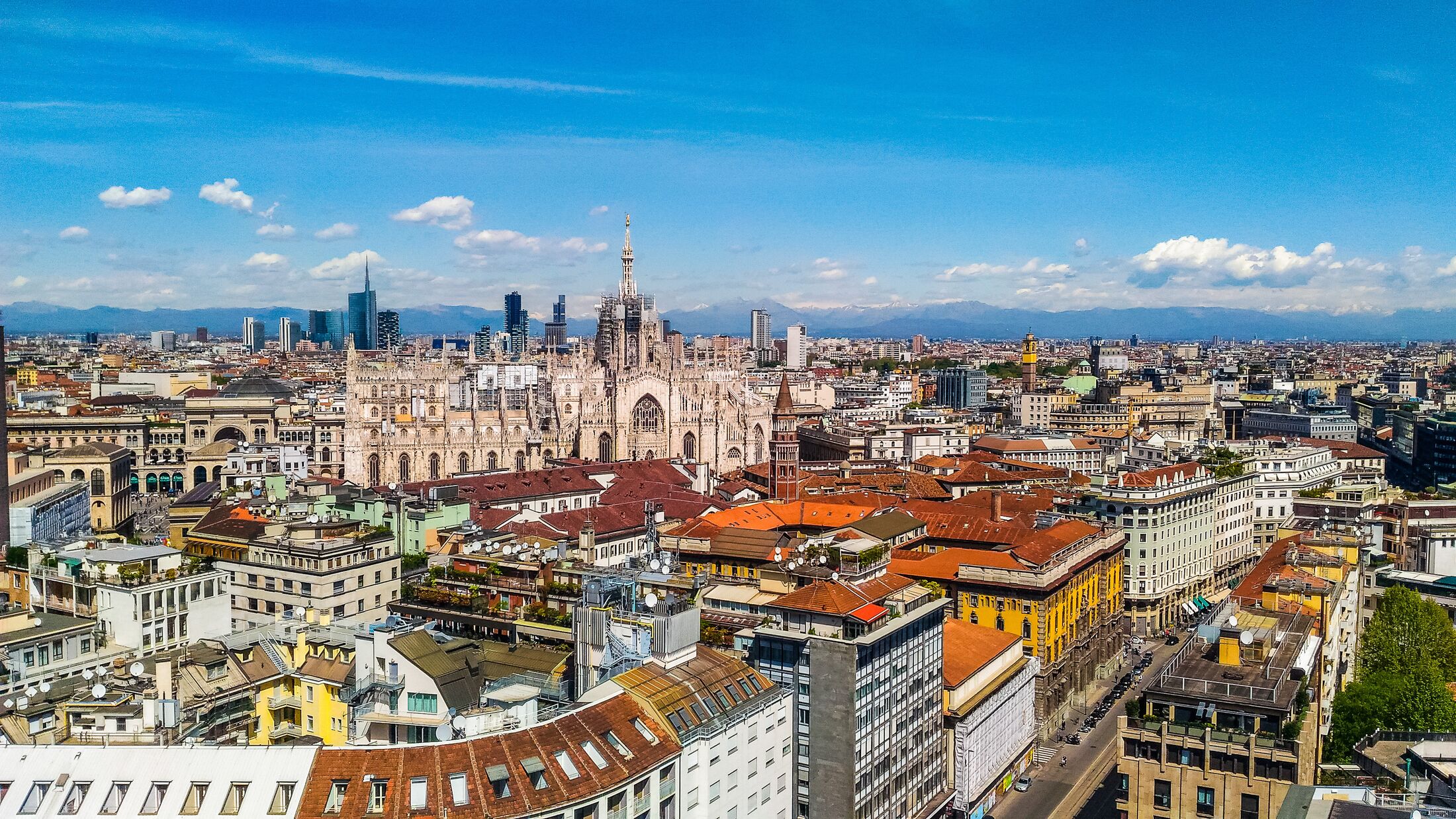 High dynamic range (HDR) Aerial view of the city of Milan, Italy