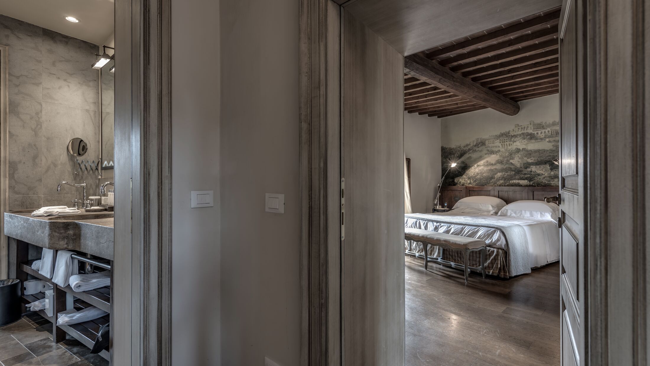 a double door in a room