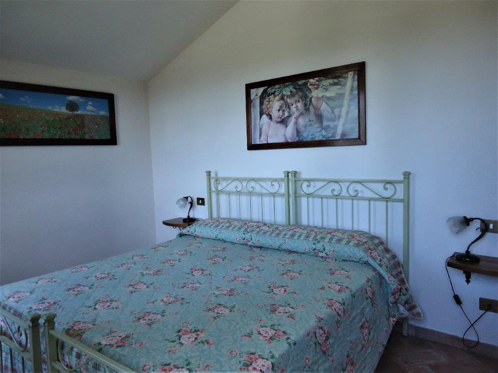 a bedroom with a bed in a room