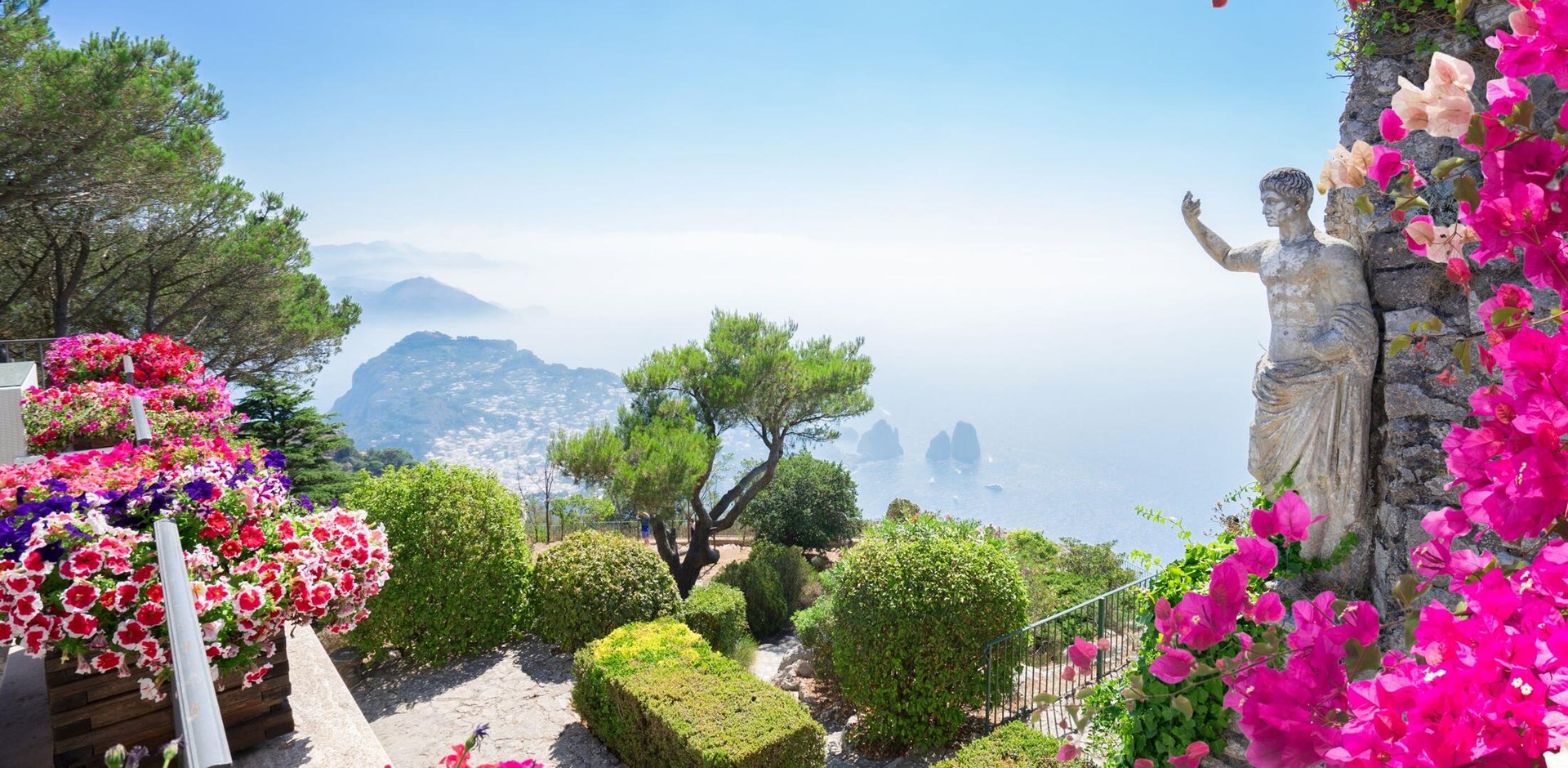 View from mount Solaro of Capri island at summer day, Italy