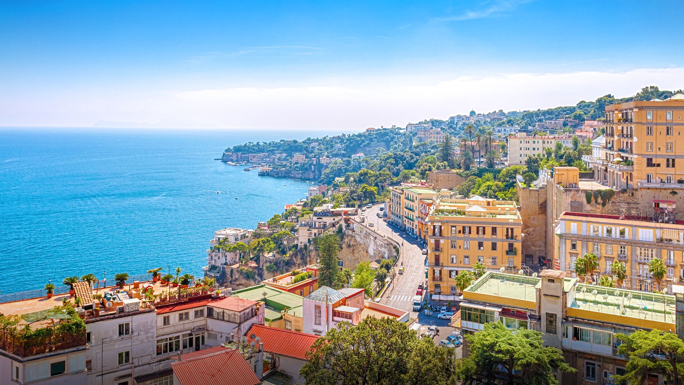 Panorama of the coast of Naples. Naples. Campaign. Italy.