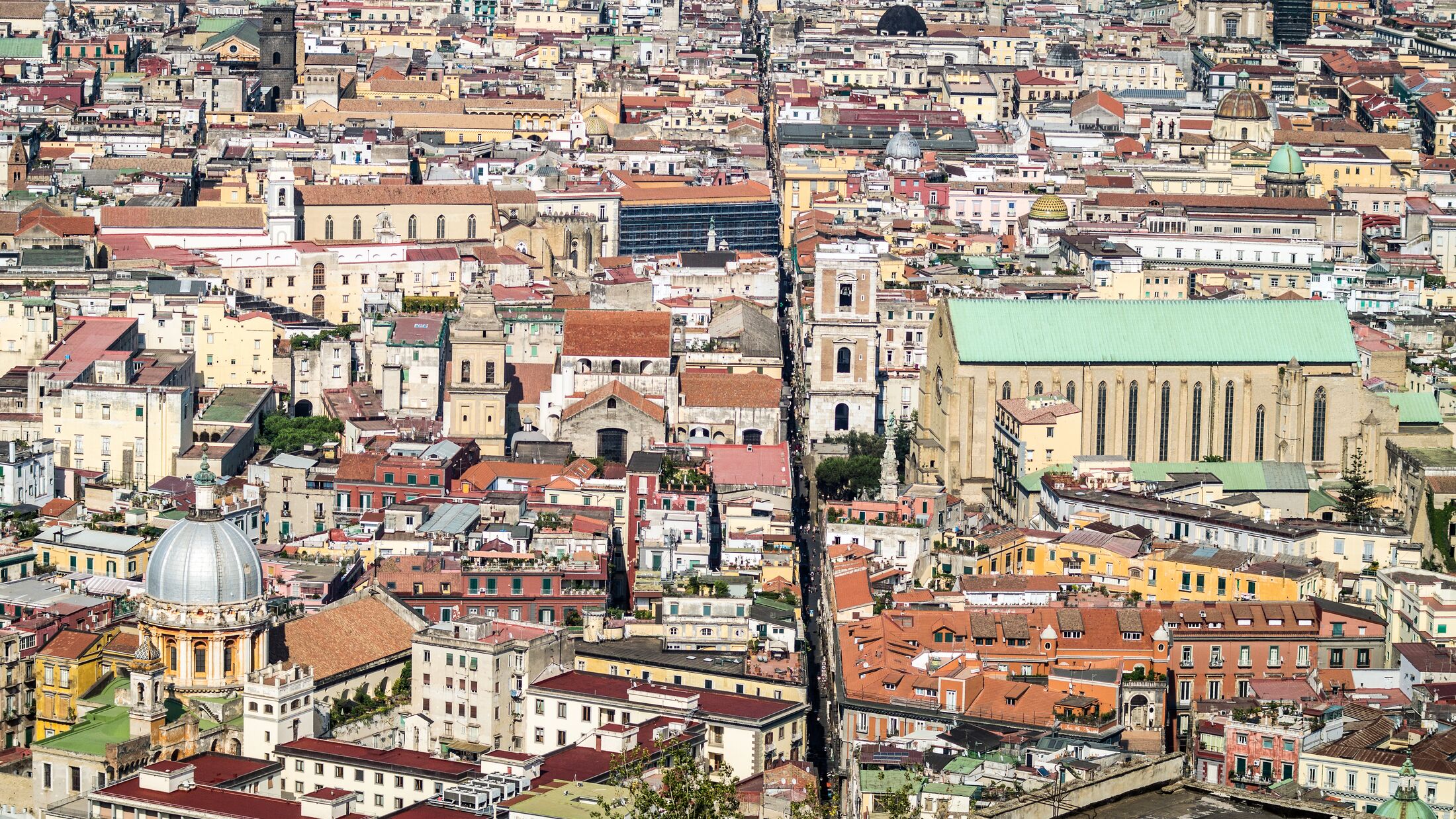 Spaccanapoli, Naples Italy.  View of Spaccanapoli street splitting city center