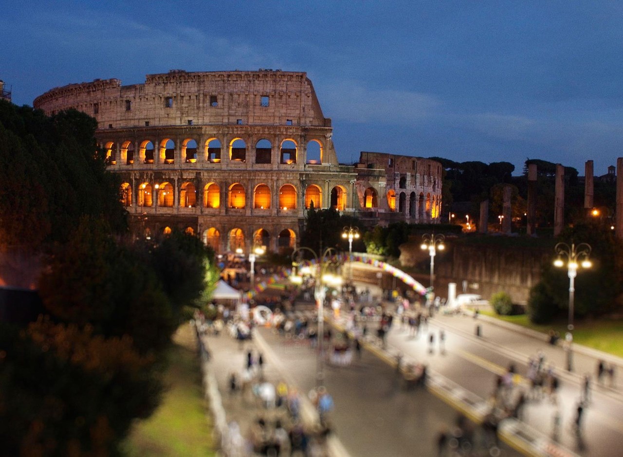 a view of a city at night