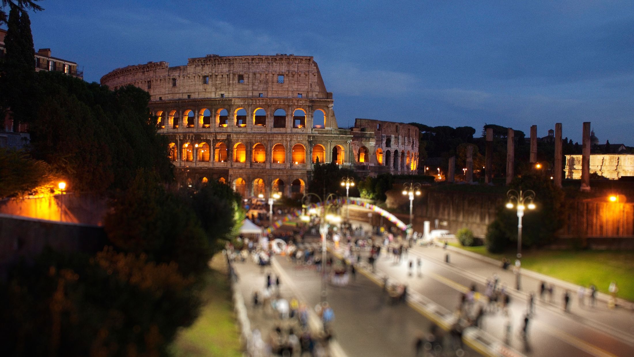 a view of a city at night