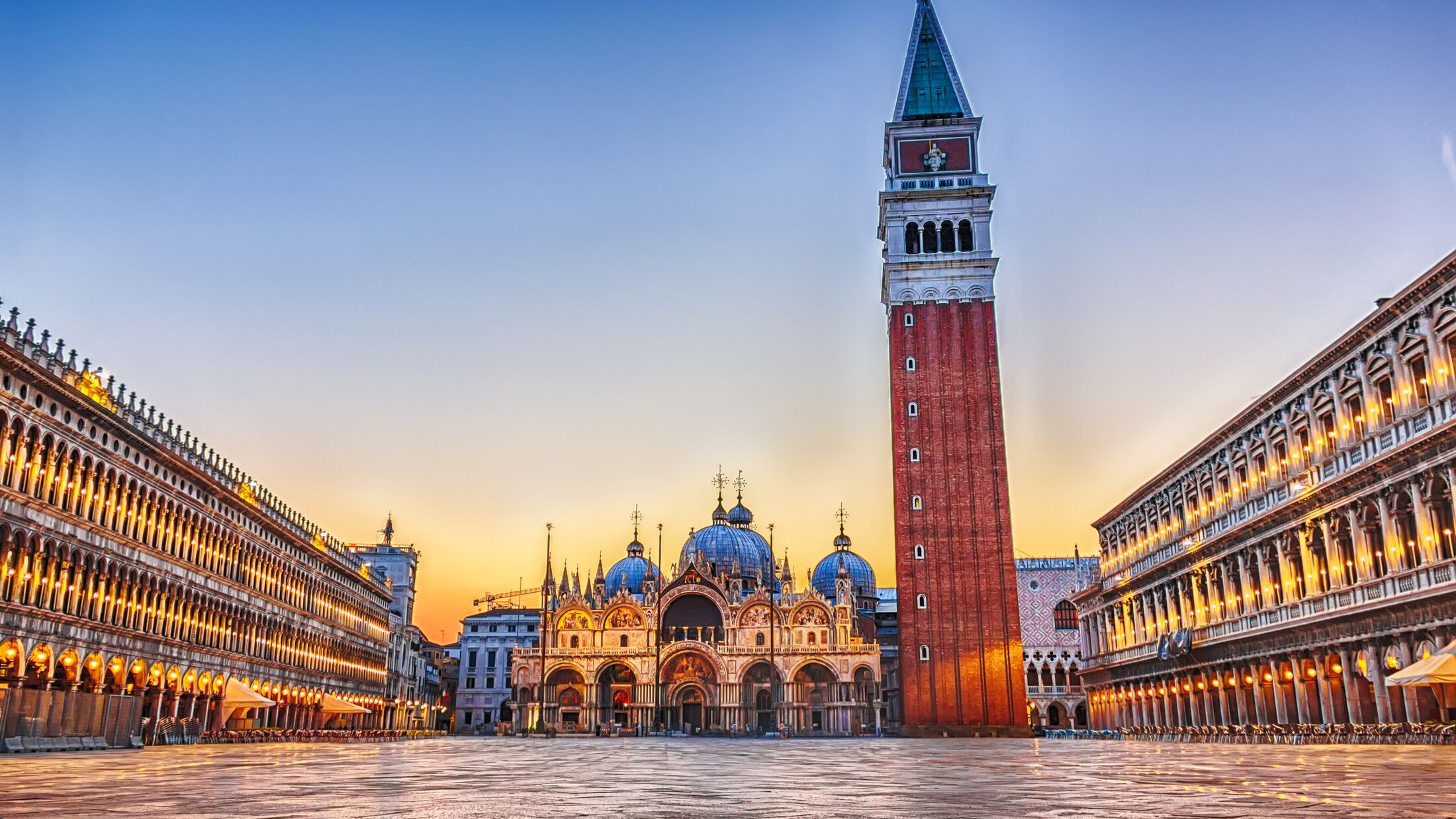 Venetian Square Piazza San Marco, evening view