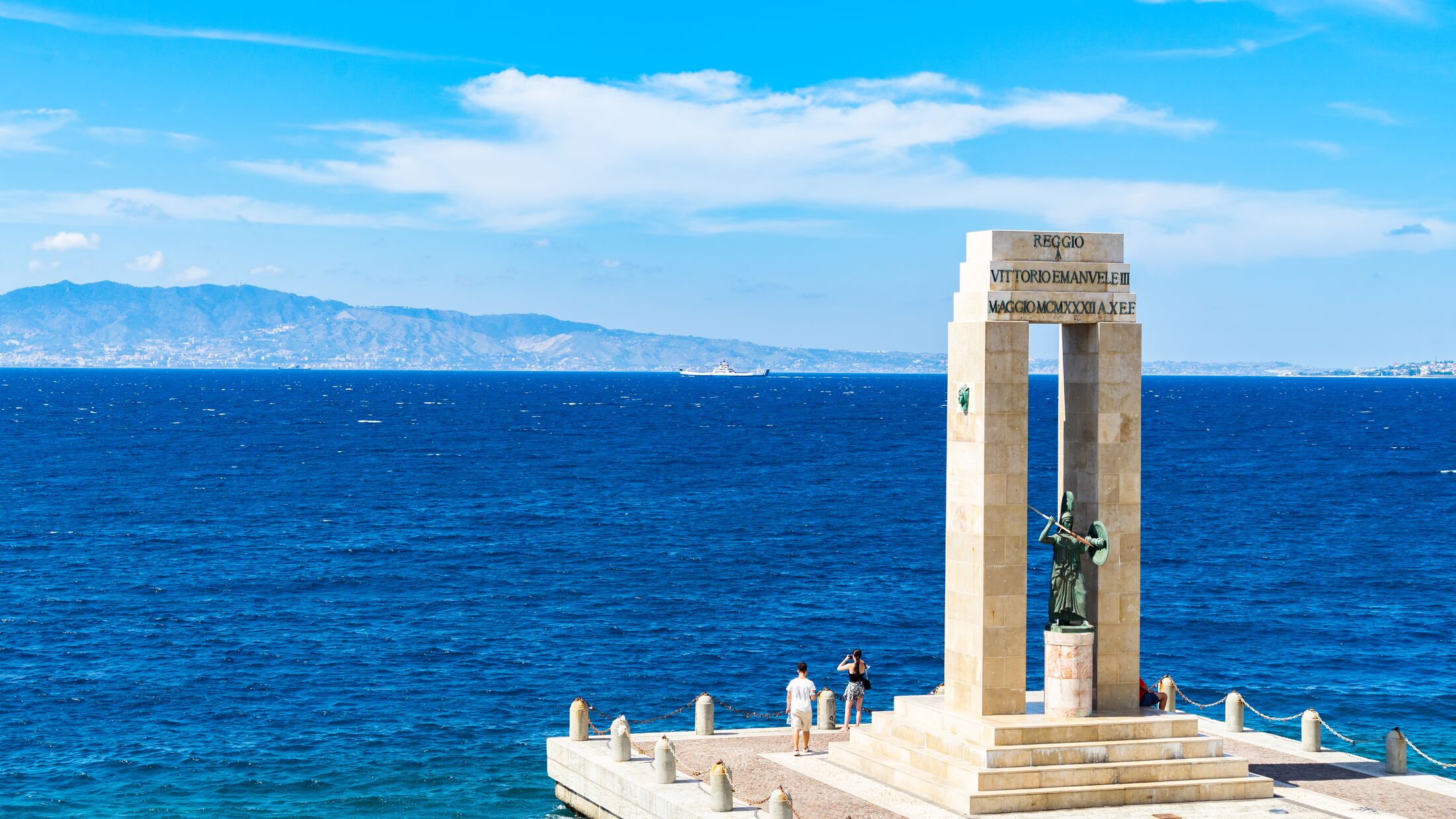 The monument part of the Arena dello Stretto in Reggio Calabria facing the Strait of Messina, Italy