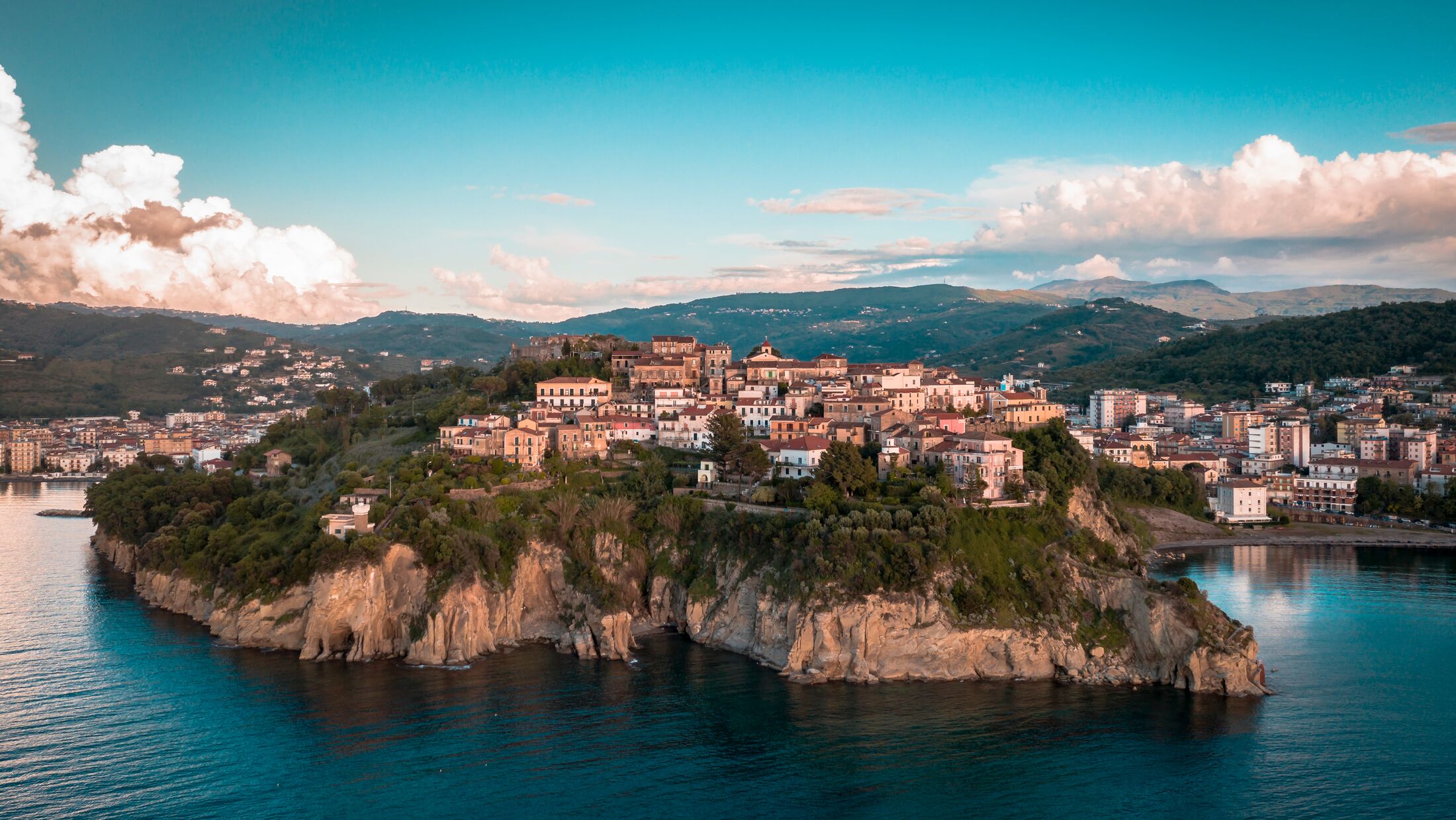 Panoramic view in Agropoli with the sea in the background. Cilento, Campania, southern Italy.