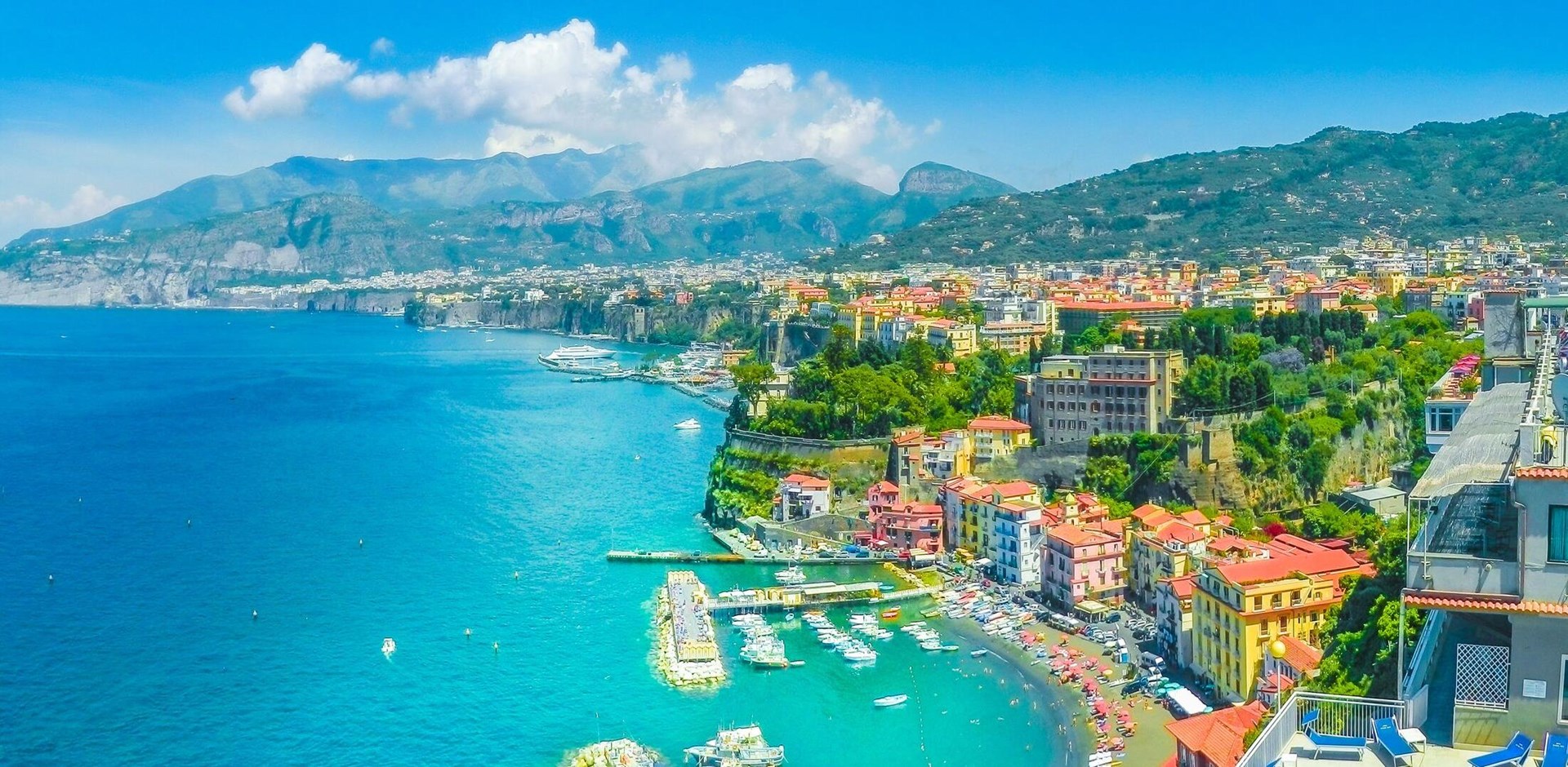 Aerial view of  Sorrento city, amalfi coast, Italy