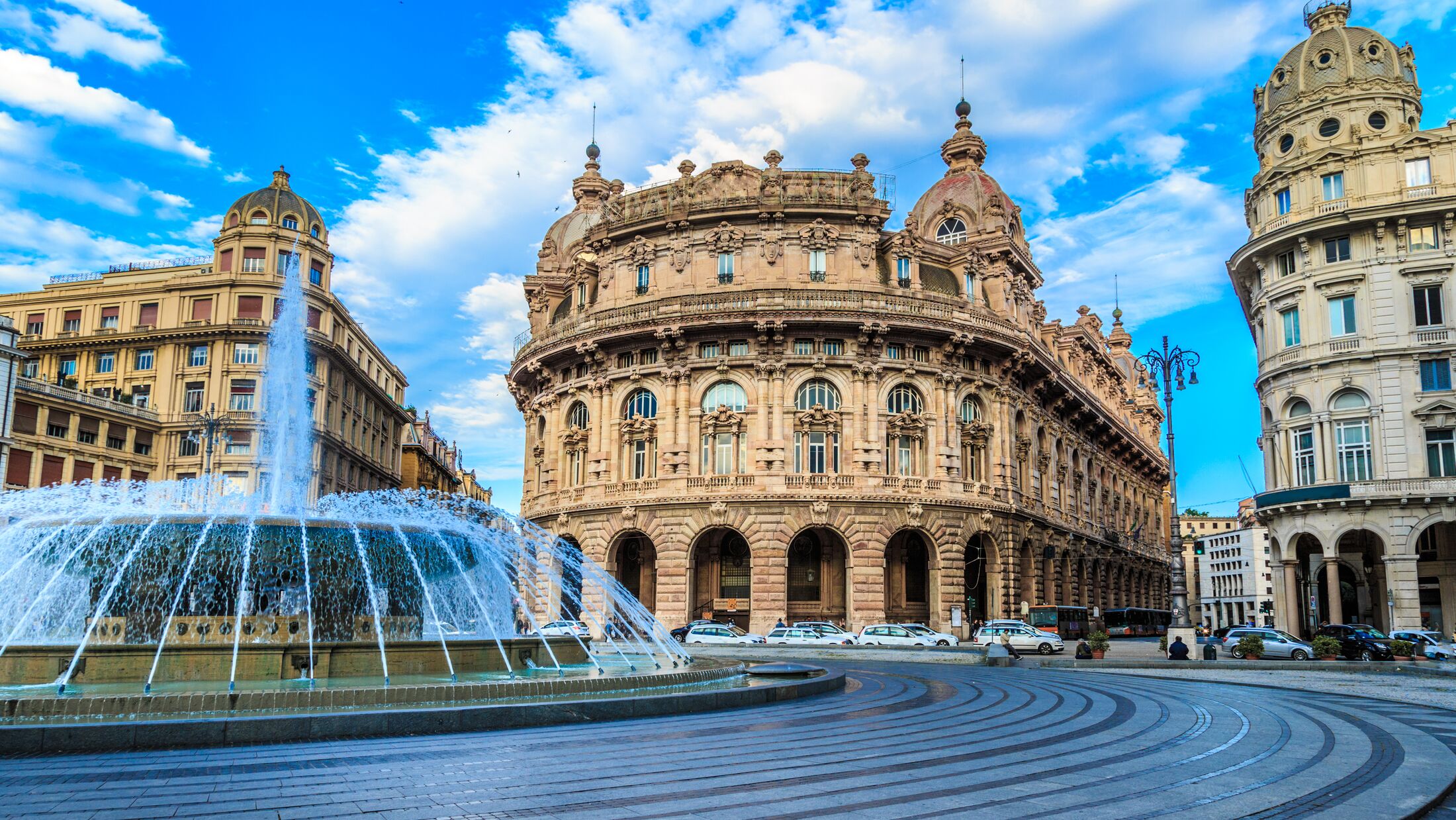 Piazza De Ferrari main square in Genoa Italy