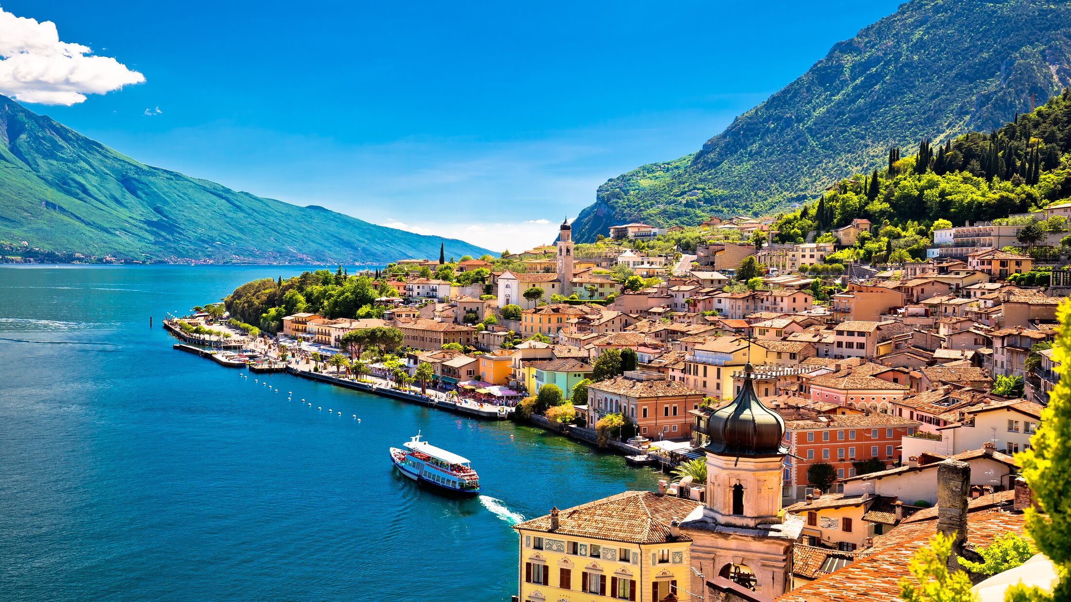 Limone sul Garda waterfront view, Lombardy region of Italy