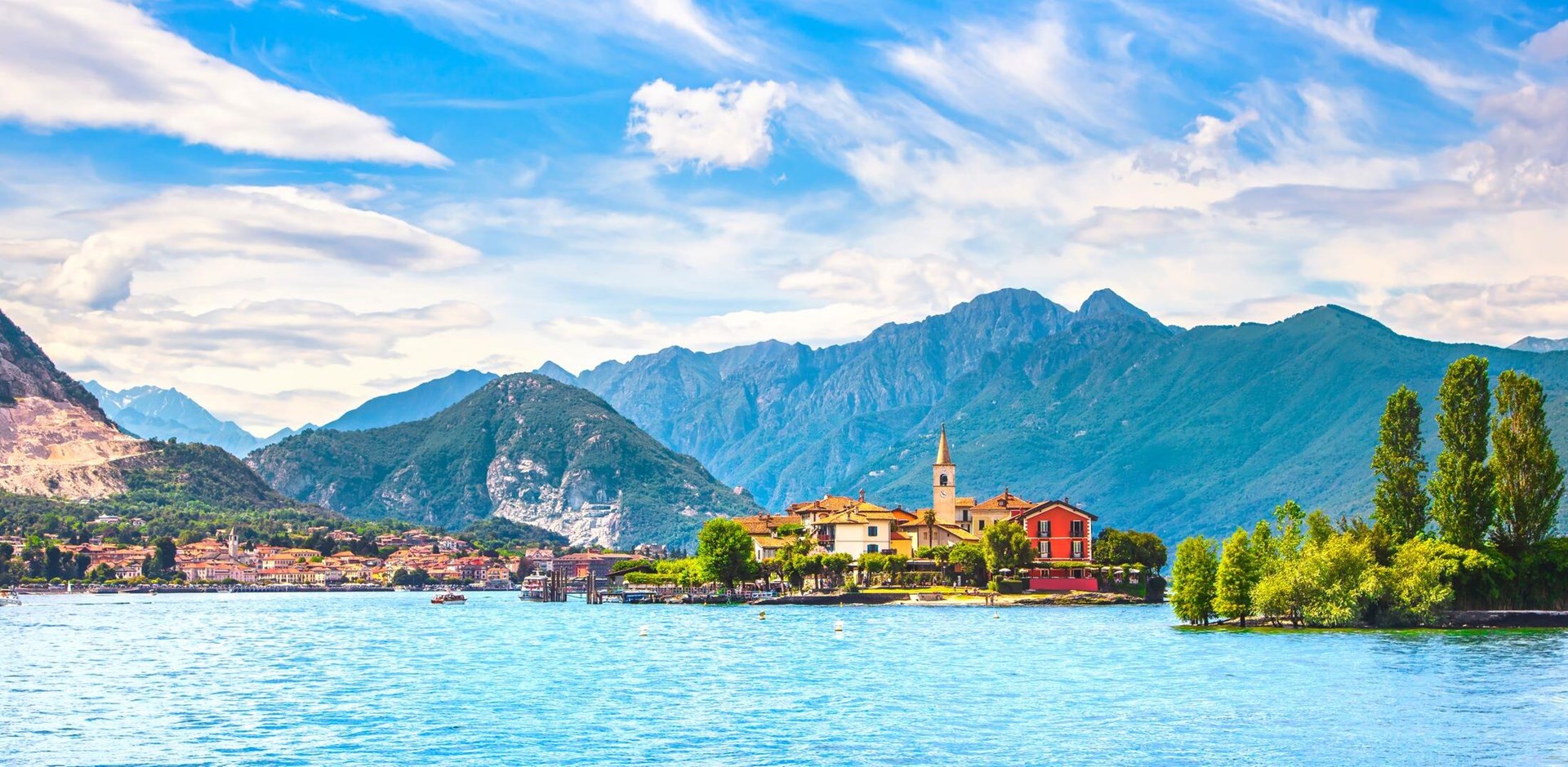 Isola dei Pescatori, fisherman island in Maggiore lake, Borromean Islands, Stresa Piedmont Italy, Europe.