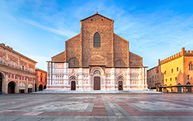Bologna, Italy. View of Basilica di San Petronio on sunrise