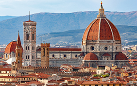 FLORENCE in Italy with the great dome of the Cathedral called Duomo di Firenze