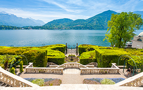 Facade of Villa Carlotta  at Tremezzo on lake Como Italy.