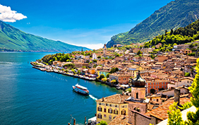 Limone sul Garda waterfront view, Lombardy region of Italy