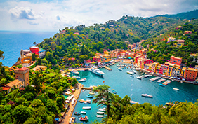 Beautiful bay with colorful houses in Portofino,  Liguria, Italy