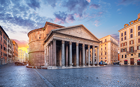 view of Pantheon in the morning. Rome. Italy.