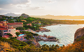 Baja Sardinia Beach, Costa Smeralda in the evening, Sardinia, of Italy