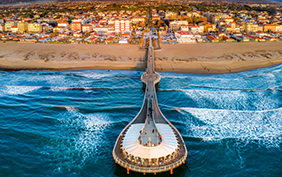 Versilia's pier from the sea - aerial view of "lido di Camaiore" - the beach