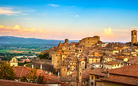Anghiari italian medieval village panoramic view. Arezzo, Tuscany Italy Europe.