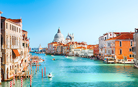 View of Grand Canal and Basilica Santa Maria della Salute in Venice