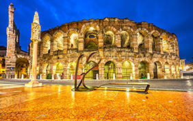 Verona, Italy. Night picture of the famous Arena