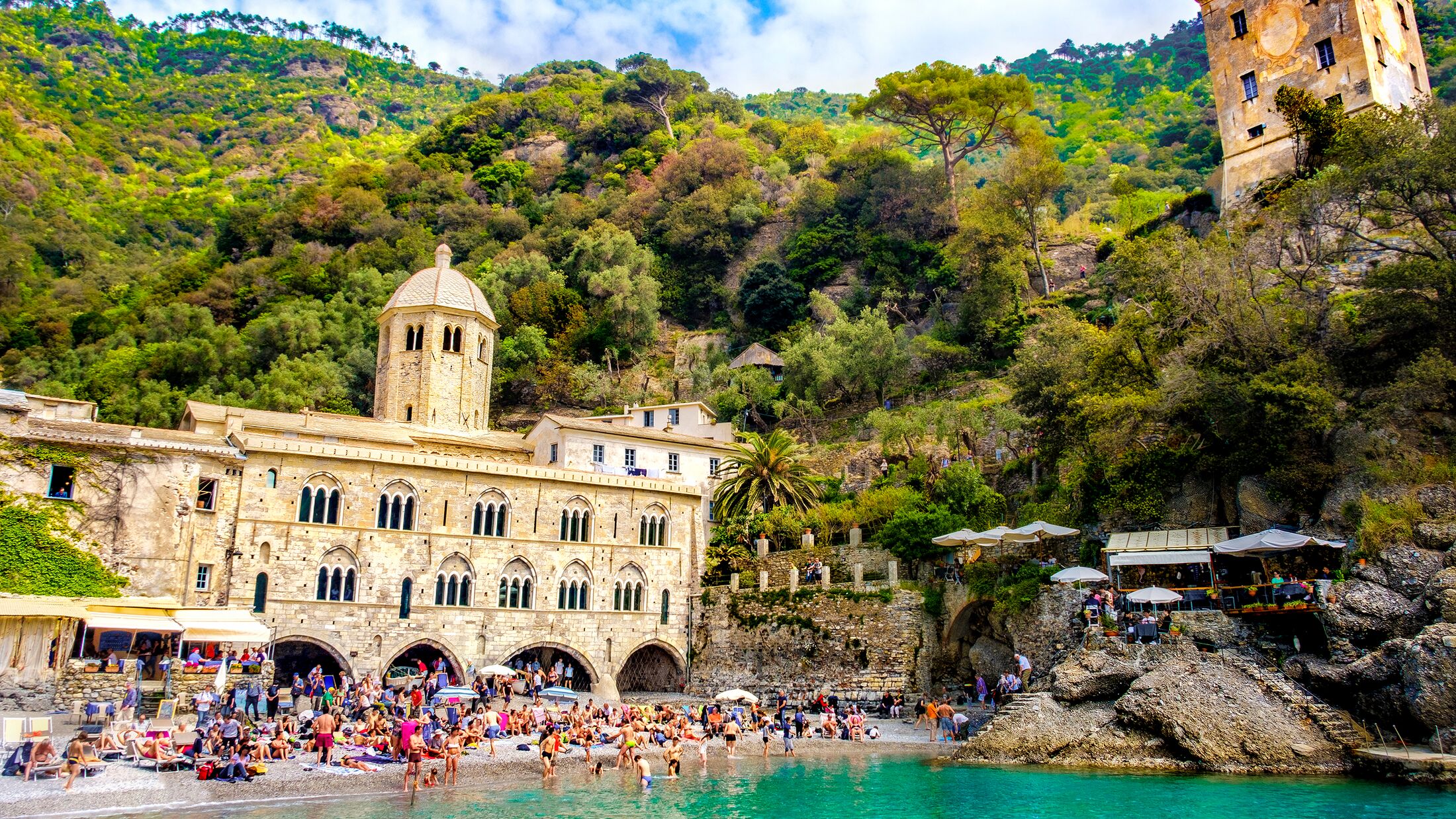 San Fruttuoso abbey - Genova - Liguria - worship place and small beach between Portofino and Camogli reachable only by sea or hiking