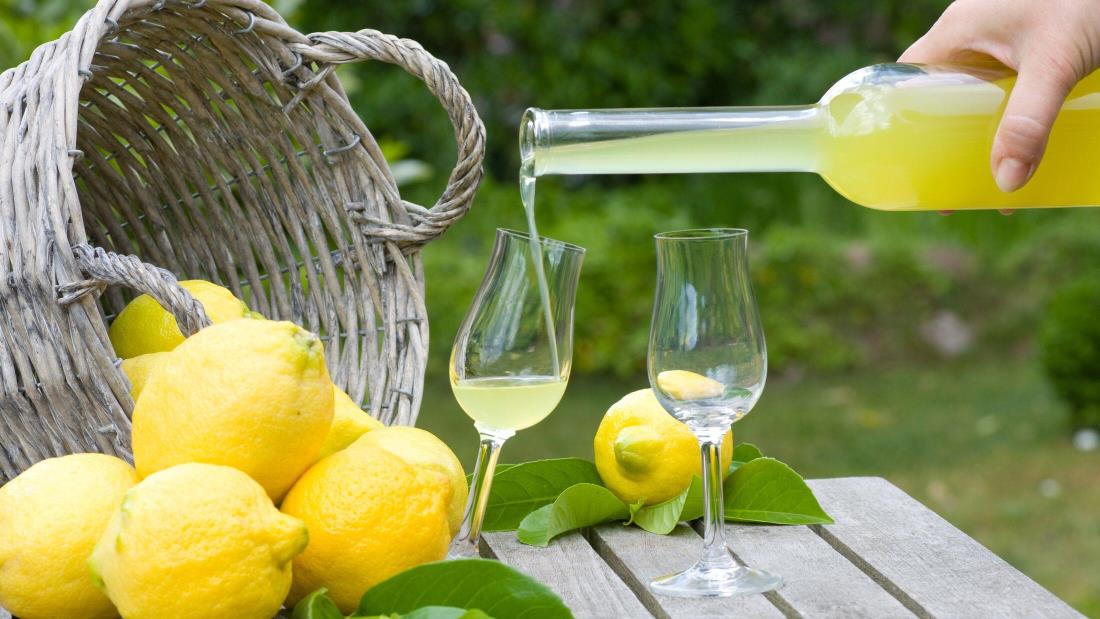 Summer, garden party with limoncello