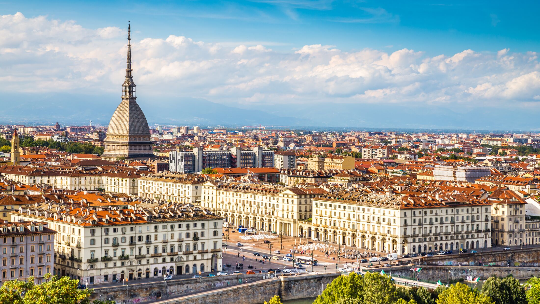 View of Turin city center with landmark of Mole Antonelliana-Turin,Italy,Europe