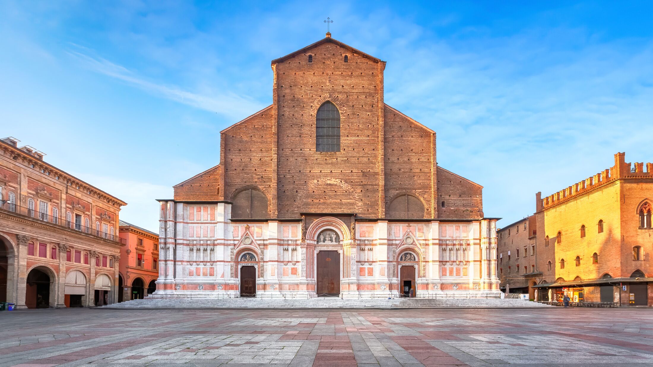 Bologna, Italy. View of Basilica di San Petronio on sunrise