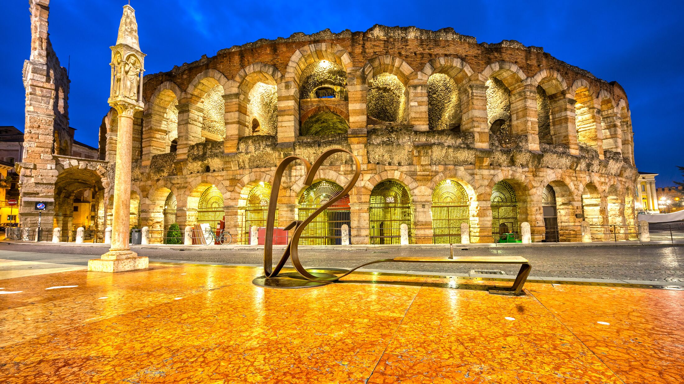 Verona, Italy. Night picture of the famous Arena