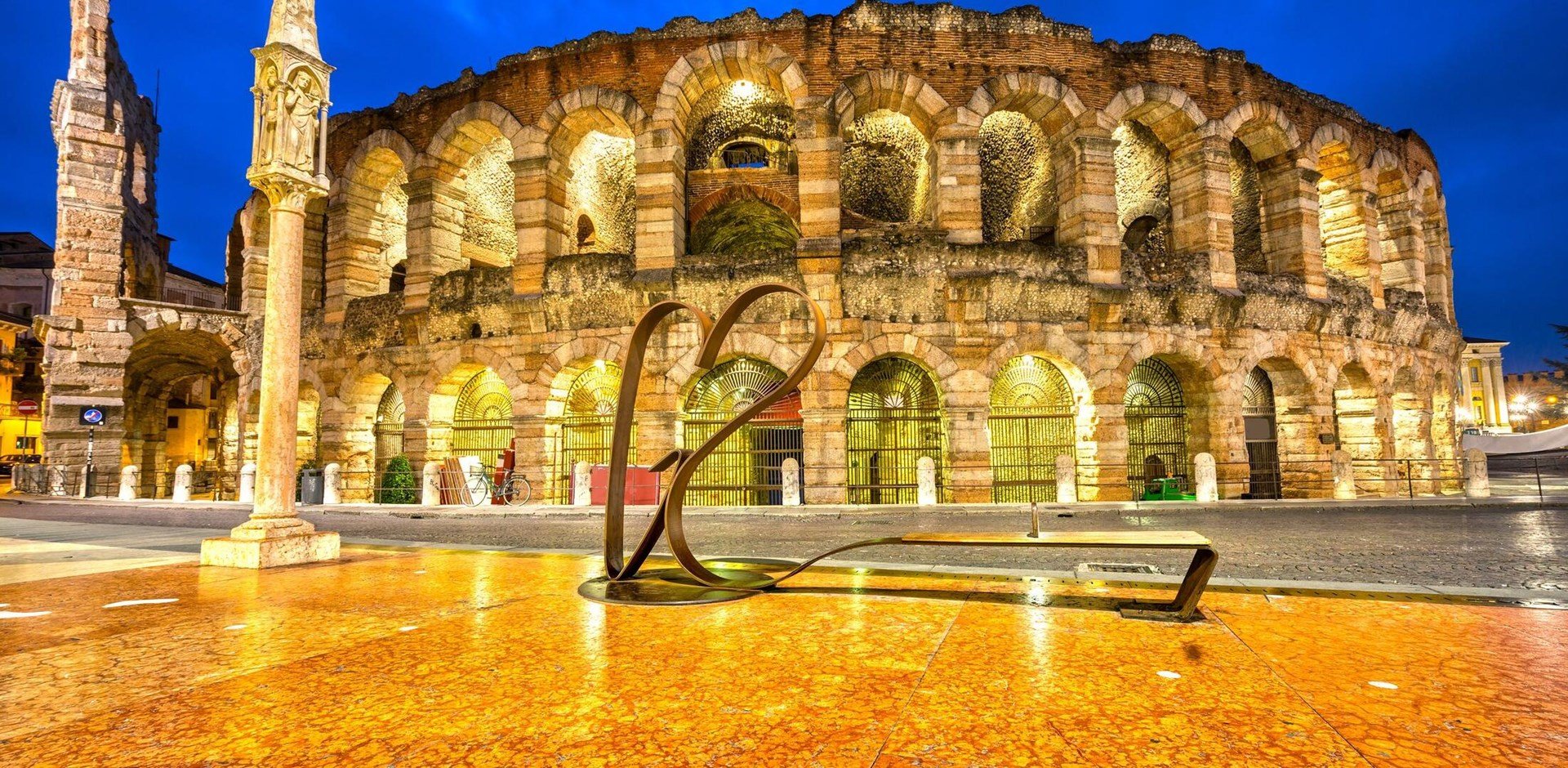 Verona, Italy. Night picture of the famous Arena
