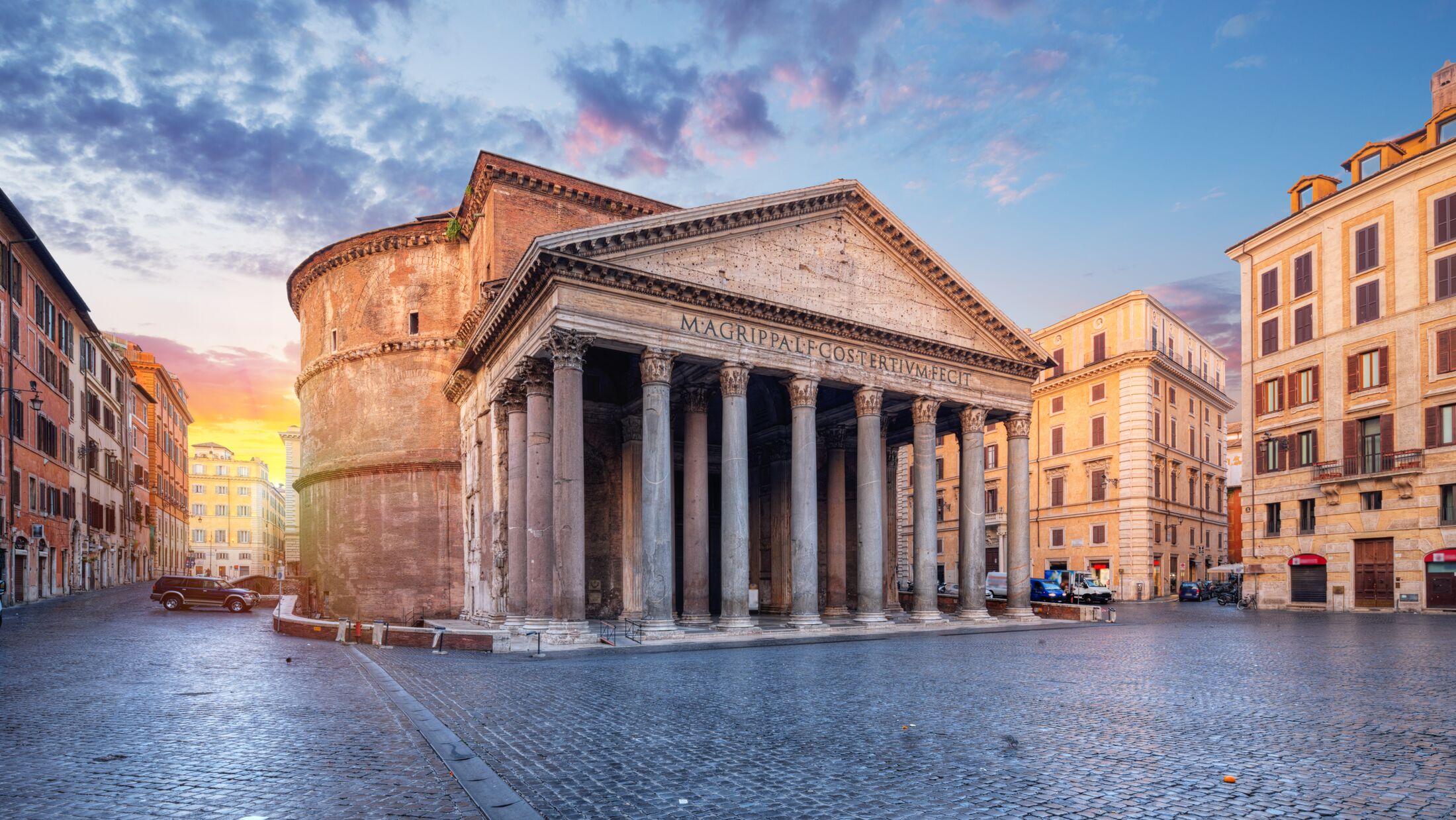 view of Pantheon in the morning. Rome. Italy.