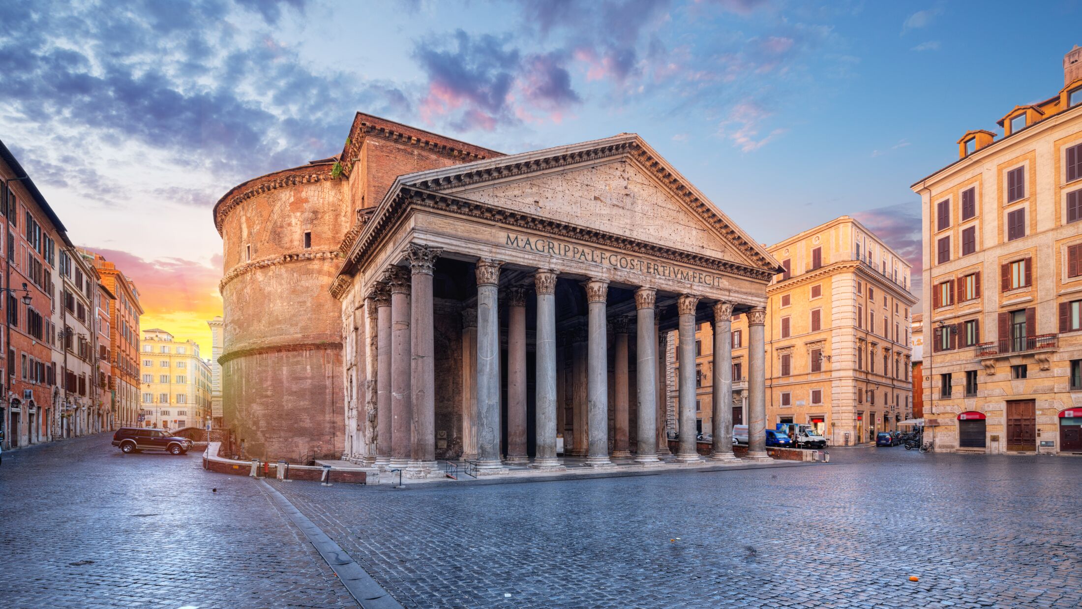 view of Pantheon in the morning. Rome. Italy.